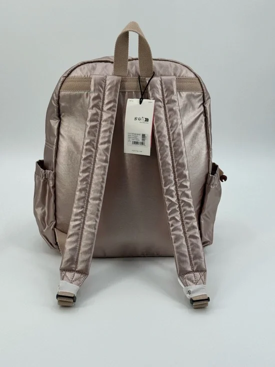 Kipling Charnell 11.5" LapTop Rose Gold Metallic Backpack with Monkey Charm - Picture 15 of 17